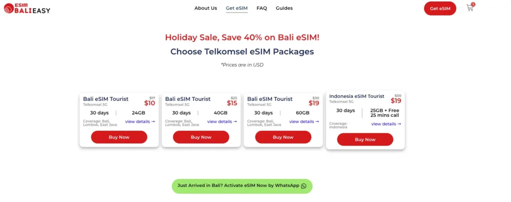 Bali eSIM website