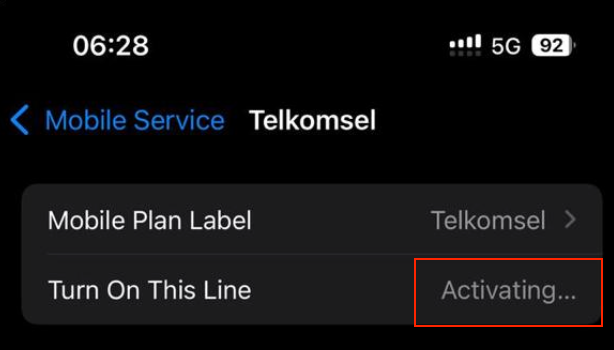 Telkomsel eSIM stuck on activating